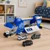 LEAN TOYS Sulankstomas policijos transporto lėktuvas su automobiliais, šviesomis ir garsais