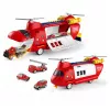 LEAN TOYS Didelis sulankstomas gaisrinis transporto lėktuvas su automobiliais, šviesomis ir garsais