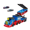 LEAN TOYS Locomotive Transporter with Cars Track Launcher Ramp Lights Sounds