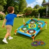 LEAN TOYS 4-in-1 Target Throwing Skill Game su lenta, maišeliais, lankais, skraidančia lėkšte