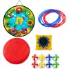 LEAN TOYS 4-in-1 Target Throwing Skill Game su lenta, maišeliais, lankais, skraidančia lėkšte