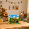 LEAN TOYS Laukiniai gyvūnai figūrėlės Lapė Žirafa Hipopotamas Elnias Parkas 3D lenta