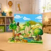 LEAN TOYS Laukiniai gyvūnai figūrėlių rinkinys Leopardas Tigras Dramblys Arklys Parkas 3D lenta