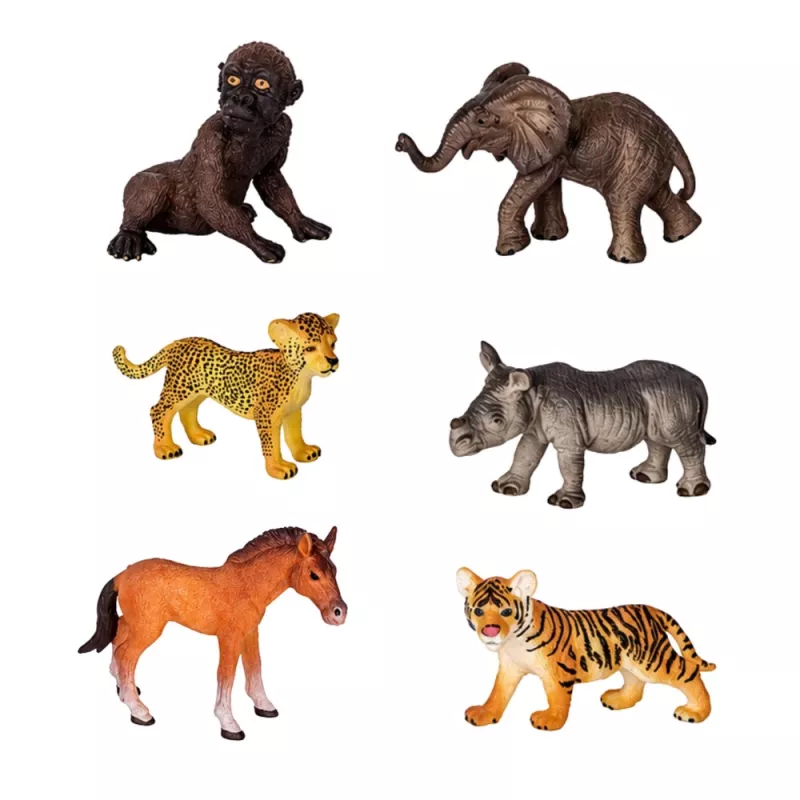 LEAN TOYS Laukiniai gyvūnai figūrėlių rinkinys Leopardas Tigras Dramblys Arklys Parkas 3D lenta
