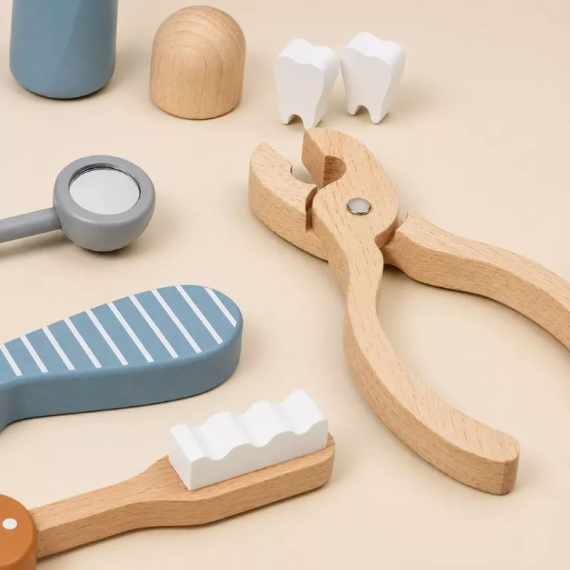 LEAN TOYS Wooden Dental Kit Tools Little Dentist