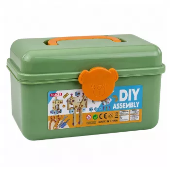 LEAN TOYS Atsuktuvų konstravimo rinkinys su kaladėlėmis dėkle, 190 vnt.