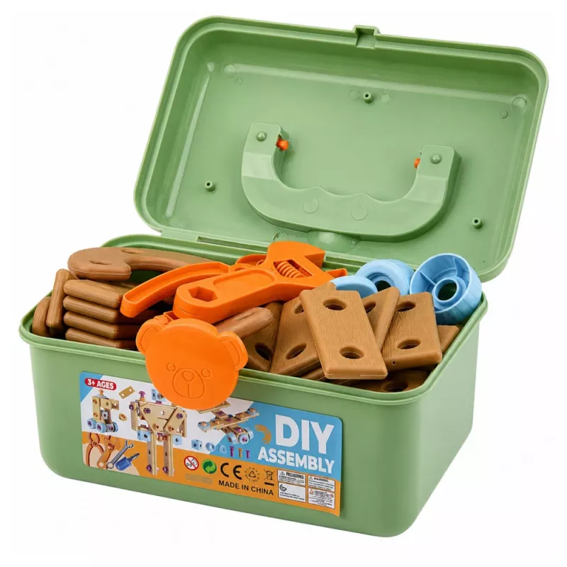 LEAN TOYS Atsuktuvų konstravimo rinkinys su kaladėlėmis dėkle, 190 vnt.
