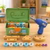 LEAN TOYS Atsuktuvų konstravimo rinkinys su kaladėlėmis dėkle, 190 vnt.