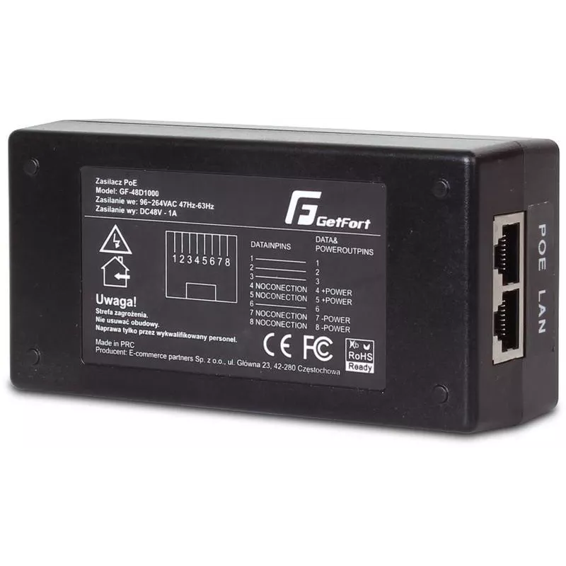 GETFORT GF-48-60W-G Gigabit PoE Adapter Power Supply
