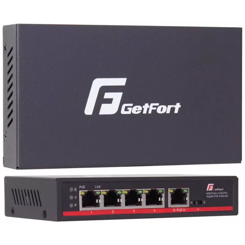 GETFORT GF-105-4PG-PD-90 PoE Switch 4 GE + 1 GE 90W (PoE-In)