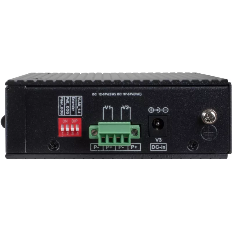 GETFORT GF-110-4PG-1G-1S Pramoninis PoE+ jungiklis, 4x PoE+ 10/100/1000Base-T + 1x 10/100/1000Base-T + 1x 1000Base-X SFP, -40°C iki 80°C, DIN bėgelis, 65W PoE biudžetas