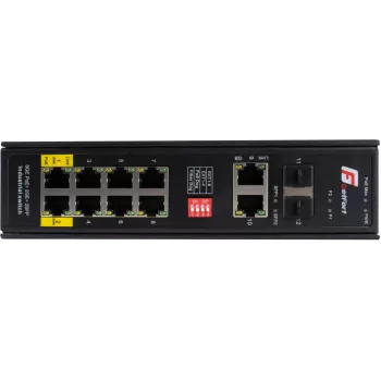 GETFORT GF-110-8PG-2G-2S pramoninis PoE+ jungiklis, 8x PoE+ Gigabit + 2x Gigabit + 2x SFP, -40°C iki 80°C