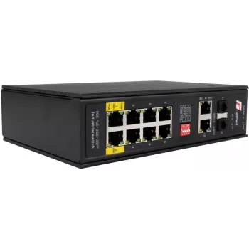 GETFORT GF-110-8PG-2G-2S pramoninis PoE+ jungiklis, 8x PoE+ Gigabit + 2x Gigabit + 2x SFP, -40°C iki 80°C