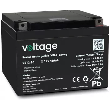 VOLTAGE AGM baterija 12V 26Ah VE12-26 (6-9 metų tarnavimo laikas)