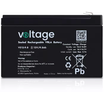 VOLTAGE AGM baterija 12V 9Ah VE12-9.0 (6-9 metų tarnavimo laikas)