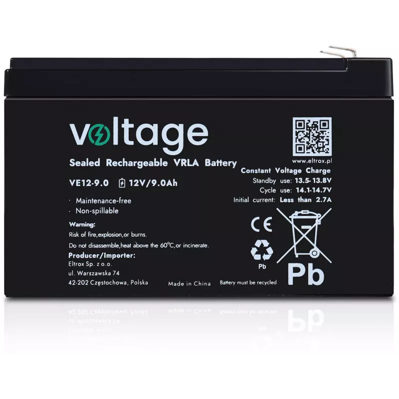 VOLTAGE AGM baterija 12V 9Ah VE12-9.0 (6-9 metų tarnavimo laikas)