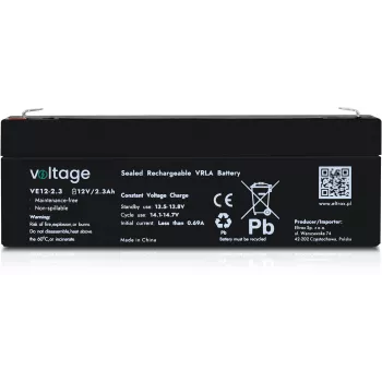 VOLTAGE AGM akumuliatorius 12V 2.3Ah VE12-2.3 (6-9 metų tarnavimo laikas)