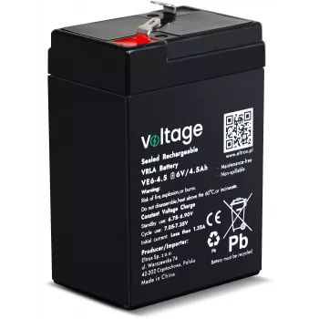 VOLTAGE AGM baterija 6V 4.5Ah VE6-4.5 (6-9 metų tarnavimo laikas)