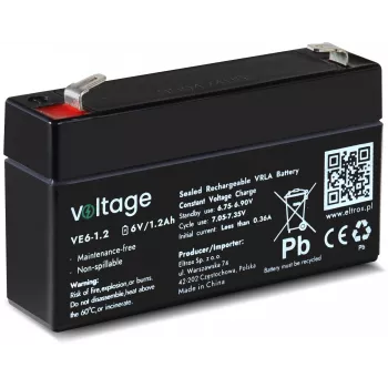 AGM akumuliatorius Voltage 6V 1.2Ah VE6-1.2 (projektinis tarnavimo laikas 6-9 metai)