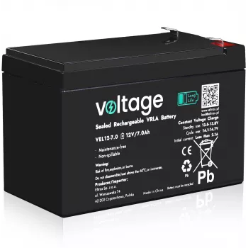 Voltage Long Life AGM Battery 12V 7Ah VEL12-7.0 (15-Year Design Life)