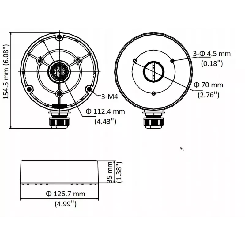 MITON MT-P1280-D8 Jungiamoji dėžė IP65 120x80x80mm Šviesiai pilka ABS