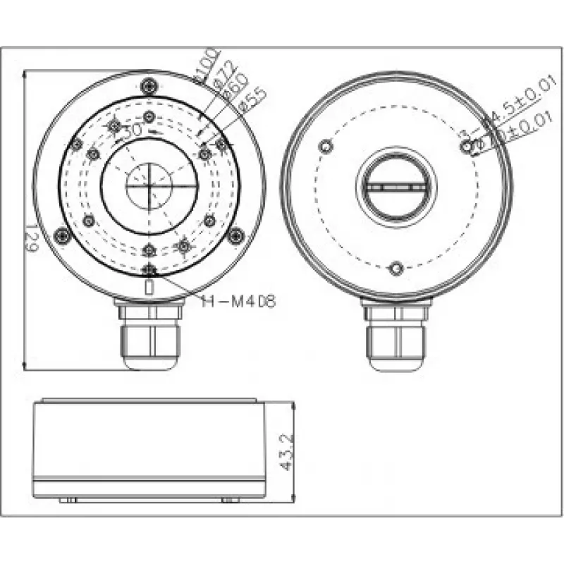 MITON MT-P1280 paviršinė jungiamoji dėžutė, IP54, pilka (RAL 7035), 128x80x50 mm