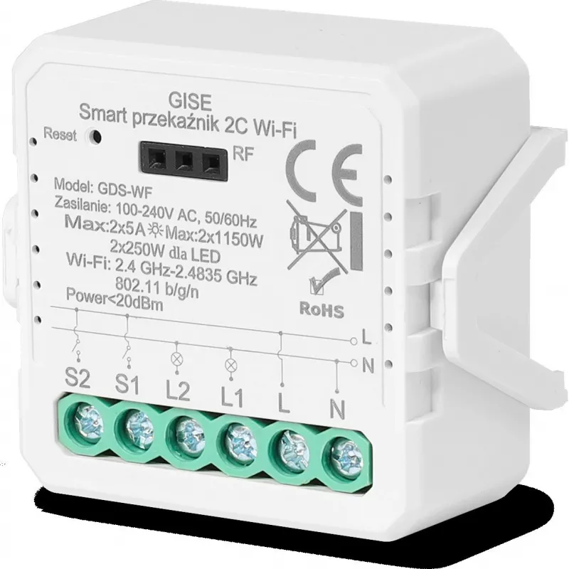 GISE Smart Dual Relay WiFi Module Tuya GDS-WF