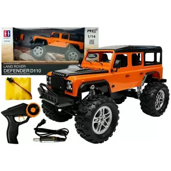 Double E nuotoliniu valdymu automobilis Land Rover Defender R/C oranžinis 1:14