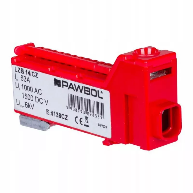 PAWBOL LZB E.4136CZ Sraigtinė gnybtų juosta 12 polių Raudona 450V 24A