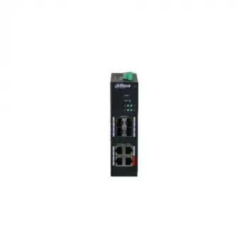 Dahua HS4408-4ET-96 pramoninis nevaldomas PoE jungiklis, 8 prievadai, 4x Hi-PoE 60W, 4x PoE+ 30W, 96W biudžetas, 2x Gigabit ryšio kanalas, 2x SFP, DIN bėgelis