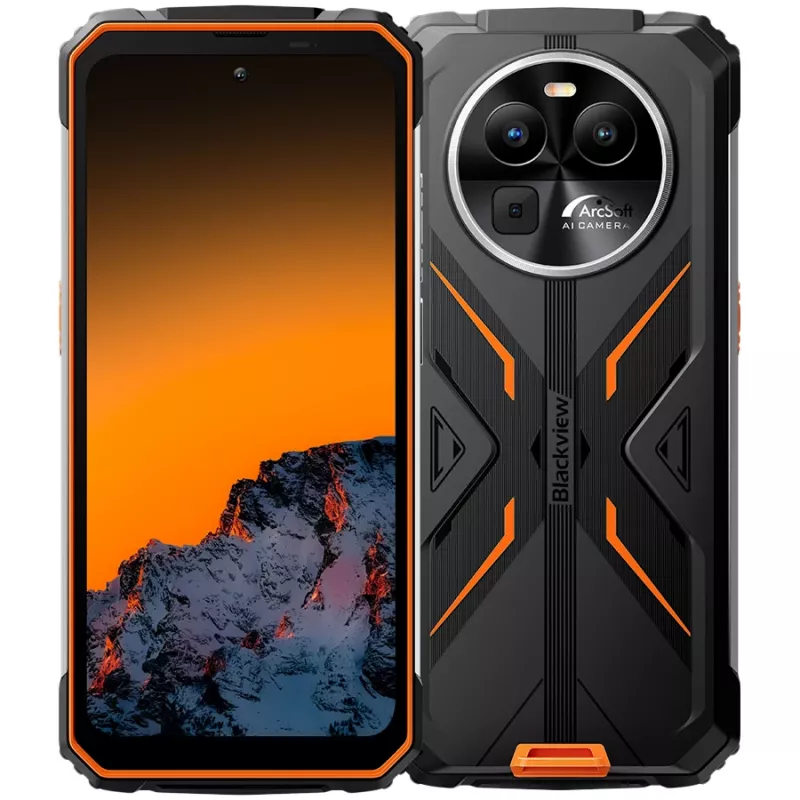 Blackview BV8100 Neardūžtantis išmanusis telefonas 6.5 inch FHD+ 120Hz, 8/256GB, 50MP+13MP+VGA, 8800mAh 45W, IP68/IP69K, MIL-STD-810H, Android 14, Oranžinis