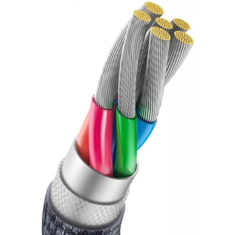 Baseus Crystal Shine USB-A į USB-C laidas 1,2m 100W 6A QC 3.0 Pintas nailonas Juodas