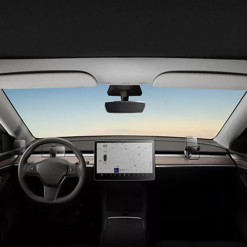 Baseus T-Space Electric Car Holder with Solar Panel for Tesla Model 3/Y - Black