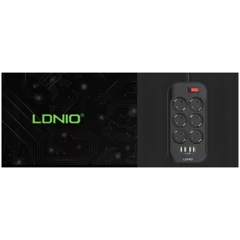 LDNIO SE6403 Power Strip 6 Outlets + 4 USB Charging Ports, 2m Cable, 2500W, White