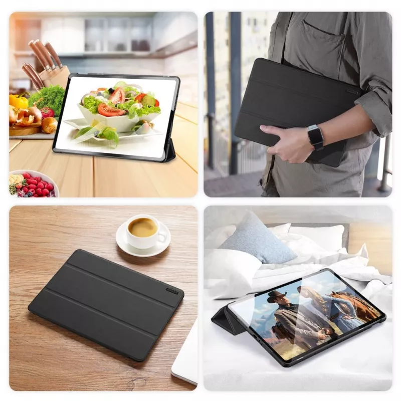 Dux Ducis Domo Case su atverčiamu dangteliu ir Smart Sleep funkcija, skirta Xiaomi Redmi Pad Pro (4G/5G)/Poco Pad 12.1 - Juoda