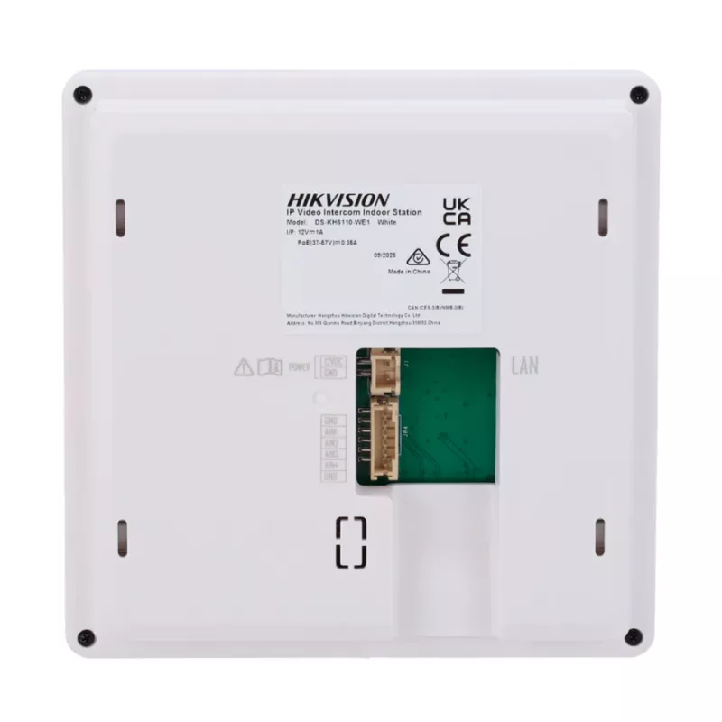 Hikvision DS-KH6110-WE1 4.3 colių vidinė stotis, 480x272, PoE, WiFi, 4 pritaikomi mygtukai, jutiklinis ekranas, balta