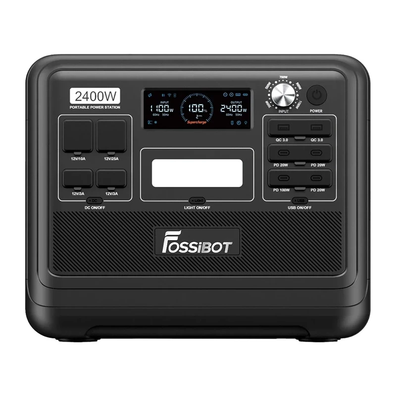 FOSSIBOT F2400 2400W įkrovimo stotis, juoda