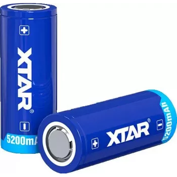 XTAR 26650 3.7V 5200mAh apsaugota įkraunama ličio jonų baterija (mygtukinis viršus)