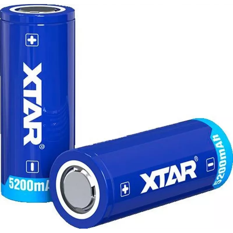 XTAR 26650 3.7V 5200mAh apsaugota įkraunama ličio jonų baterija (mygtukinis viršus)