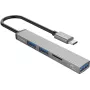 ORICO AH-12F-GY-BP USB-C Hub su 3x USB-A prievadais ir MicroSD kortelių skaitytuvu, aliuminis, kosminė pilka