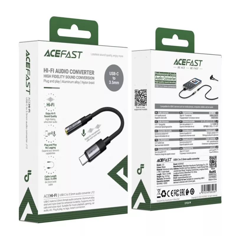 Acefast USB-C į 3,5 mm J12 garso adapteris juodas