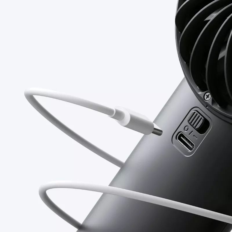 JISULIFE Handheld Fan 4 Black - Nešiojamas USB įkraunamas mini ventiliatorius su 3 greičiais, sulankstomu dizainu