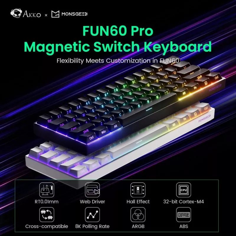 Akko FUN60 PRO mechaninė klaviatūra USB-C juoda 61 klavišas