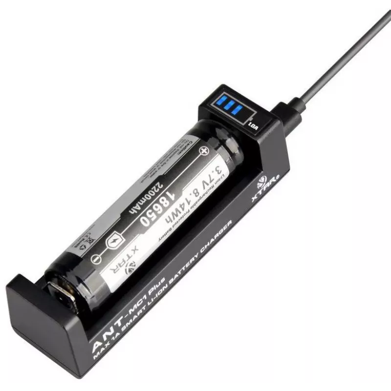 XTAR ANT MC1+ Micro USB Li-ion baterijų įkroviklis, skirtas 18650
