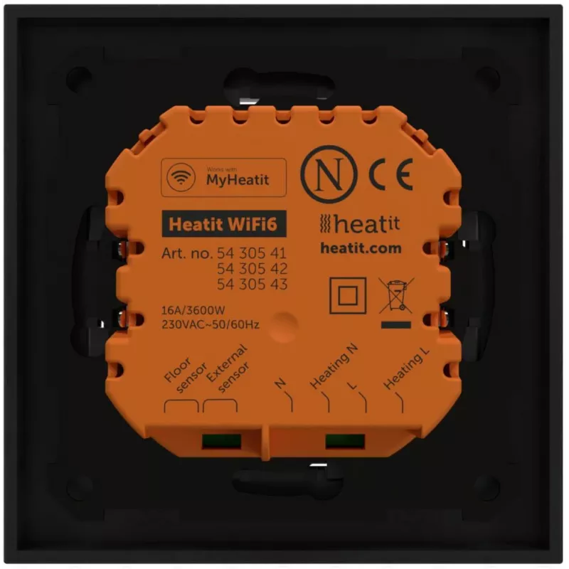 HEATIT WiFi6 Black Matt Wi-Fi Termostatas 3600W 16A