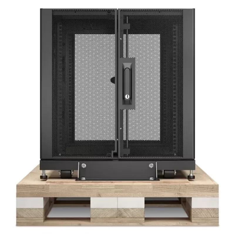 APC NetShelter SX 12U Server Rack Enclosure 600mm x 900mm su šoninėmis plokštėmis, juoda, smūgiams atspari pakuotė