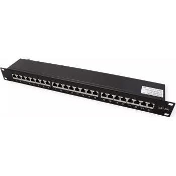 VALUE 19 colių pataisų skydas Cat6A/Class EA 24 prievadai ekranuotas juodas