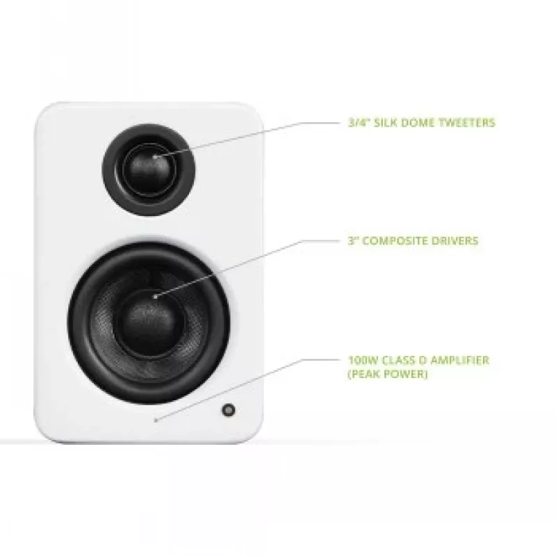KANTO AUDIO YU2MW-CG Aktyvūs lentyniniai garsiakalbiai su USB DAC ir 3,5 mm AUX - Matinė balta (įsk. C ir G tipo maitinimo laidus)
