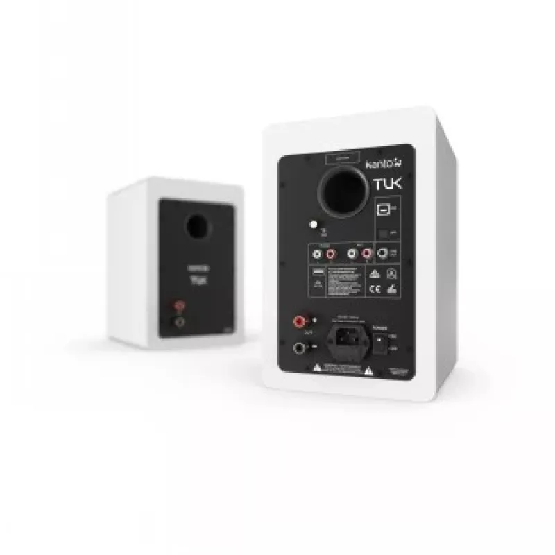 KANTO AUDIO TUKMW-FG Premium Powered Speaker su ausinių išvestimi, USB DAC, įmontuotu fono priešstiprintuvu, Bluetooth, matinė balta (su F ir G tipo maitinimo laidais)
