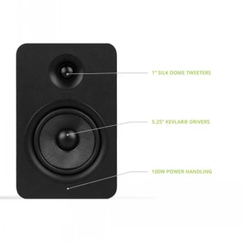 KANTO AUDIO YUP6 Pasyvūs Lentyniniai Garsiakalbiai Pora - 1 inch Šilko Kupolo Aukštų Dažnių Garsiakalbis ir 5.25 inch Kevlaro Žemų Dažnių Garsiakalbis - Juoda